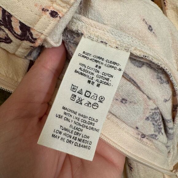 Free People Setting Sun Ivory Pink Purple Paisley Jumpsuit Large - Picture 9 of 12